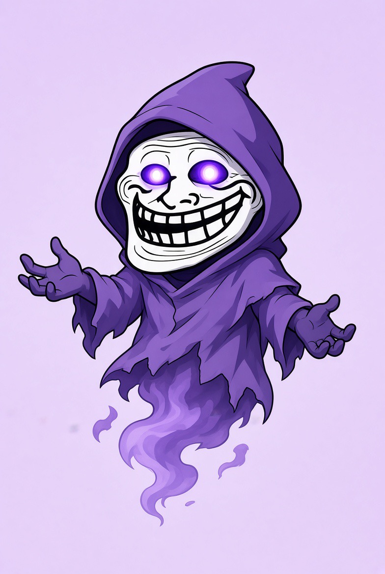 Purple hooded TrollSpecter with glowing eyes